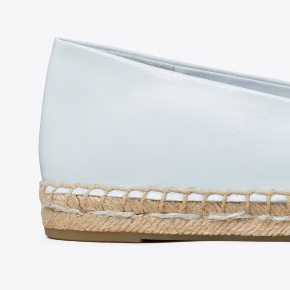Tory Burch $228 Ines Espadrille Flats Pale Icy Blue Leather 9.5 10 - Picture 7 of 8